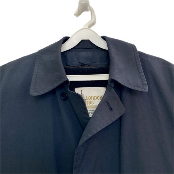 Vintage London Fog Men Dark Gray Trench Coat 38 Short Removable Fur Lining USA - Picture 2 of 15
